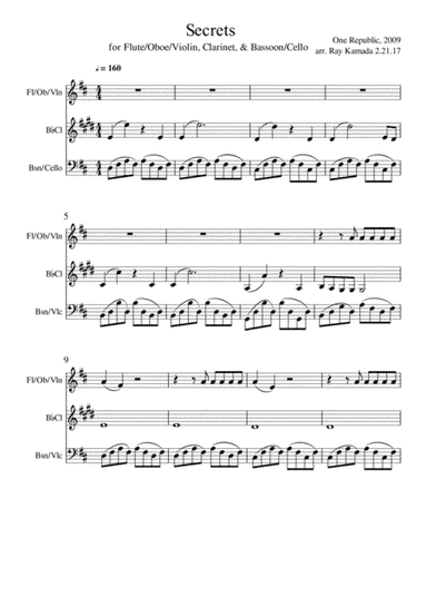 Secrets (arr. Ray Kamada)