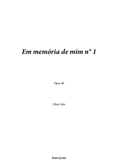 Em memória de mim n° 1 Opus 96