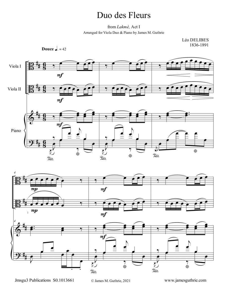 Delibes: Duo des Fleurs for Viola Duo & Piano (arr. James M. Guthrie)
