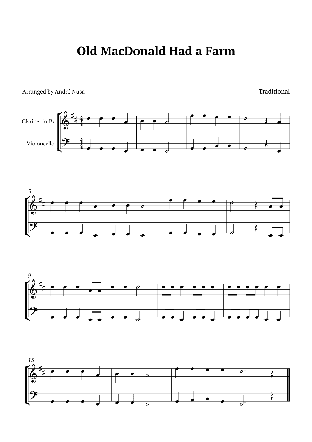 Old MacDonald Had a Farm (arr. André Nusa)