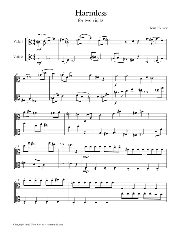 Harmless - for two violas