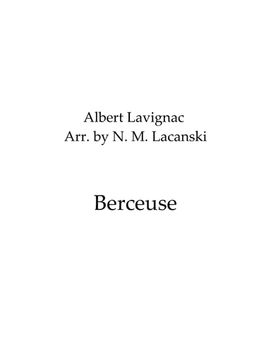 Berceuse (arr. Nick Lacanski)