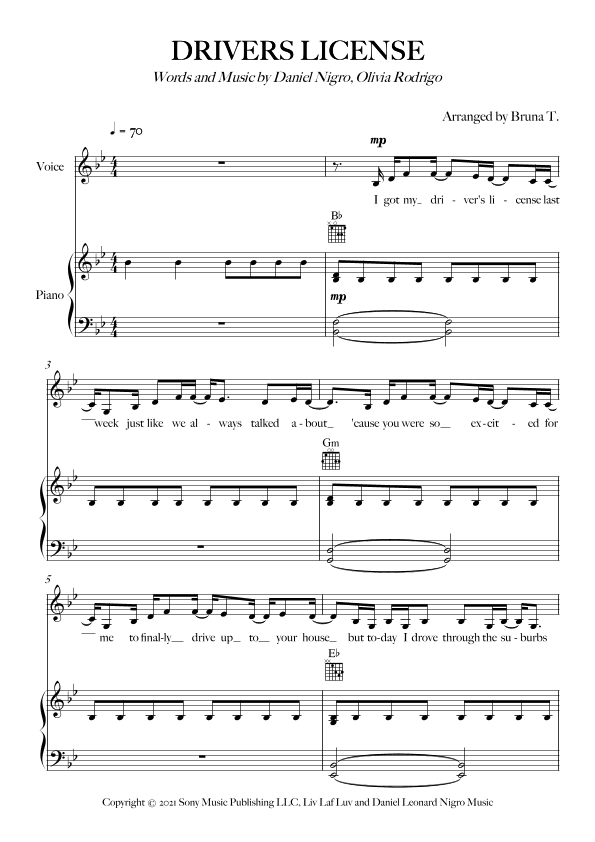 Drivers License (arr. Bruna T.)
