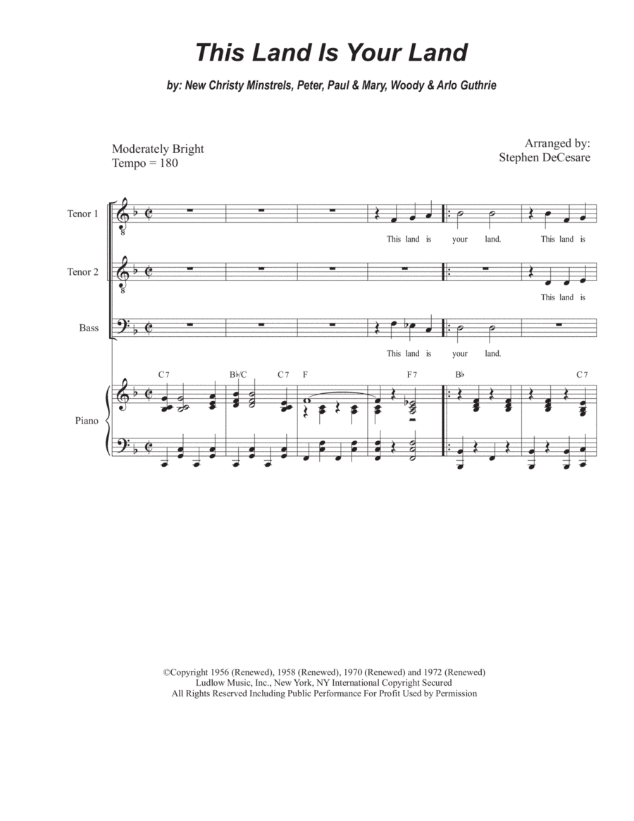 This Land Is Your Land (arr. Stephen DeCesare)