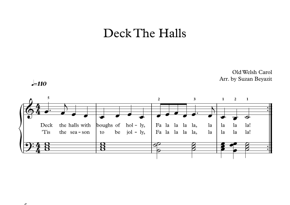 Deck The Halls (With Chords and Words) (arr. Suzan Beyazit)
