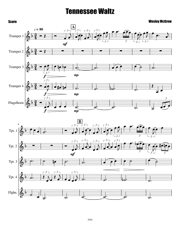 Tennessee Waltz (arr. Wesley McGrew)