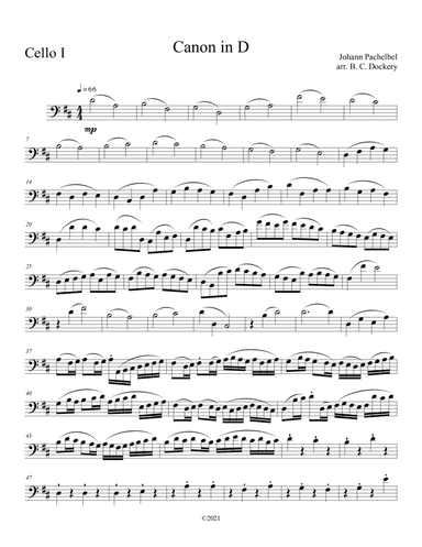 Canon in D (Cello Duet) (arr. B. C. Dockery)
