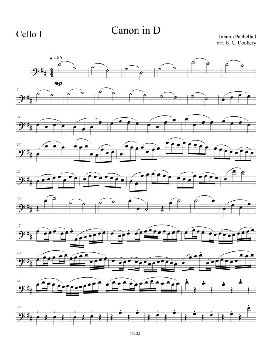 Canon in D (Cello Duet) (arr. B. C. Dockery)