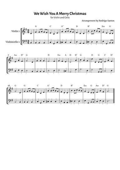 We Wish You A Merry Christmas - Violin and Cello (arr. Rodrigo Santos)