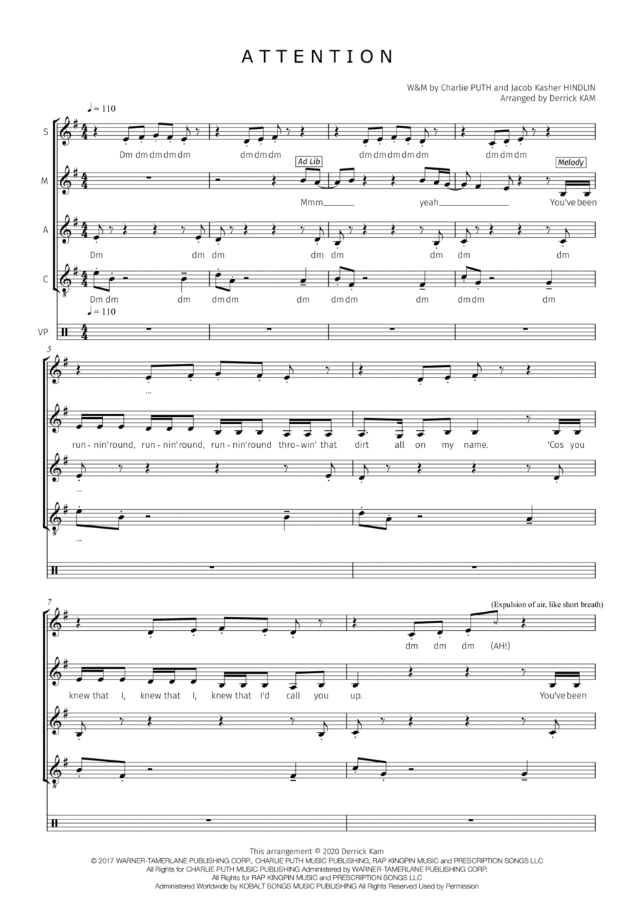 Attention (arr. Derrick Kam)