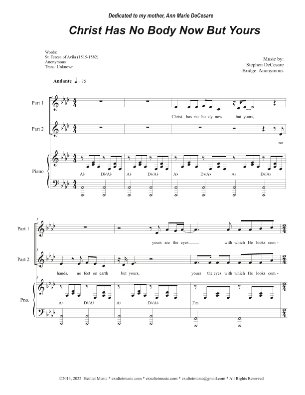 Christ Has No Body Now But Yours (2-part choir)