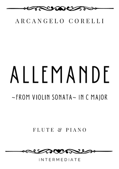 Corelli - Allemande (from Violin Sonata) in C Major - Intermediate (arr. Piacere Music Sheets)