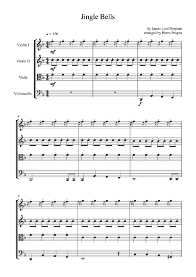 Jingle Bells - arranged for String Quartet (arr. Pietro Prugna)