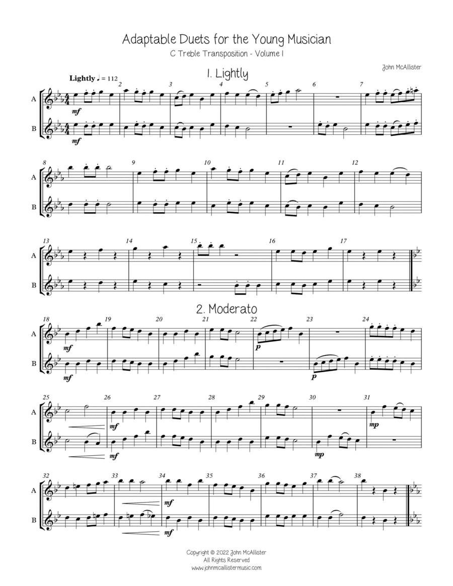 Adaptable Duets for the Young Band Musician Volume One - C Treble Transposition