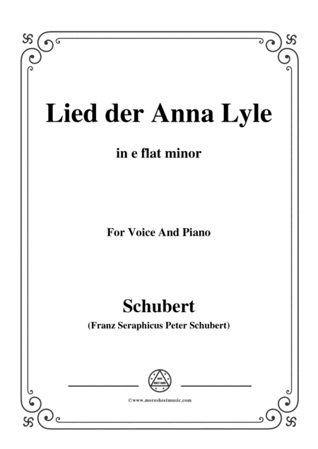 Schubert-Lied der Anna Lyle,Op.85 No.1,in e flat minor,for Voice&Piano (arr. MSM)