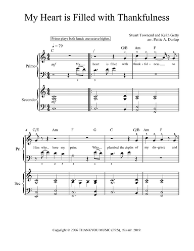 My Heart Is Filled With Thankfulness (arr. Pattie A. Dunlap)