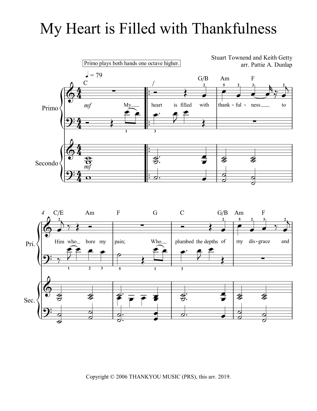 My Heart Is Filled With Thankfulness (arr. Pattie A. Dunlap)