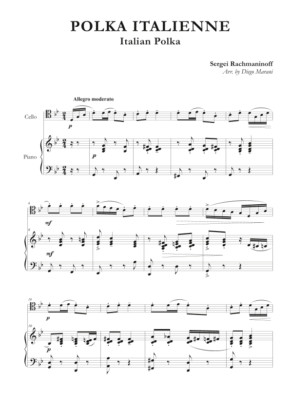 Italian Polka for Cello & Piano (arr. Diego Marani)