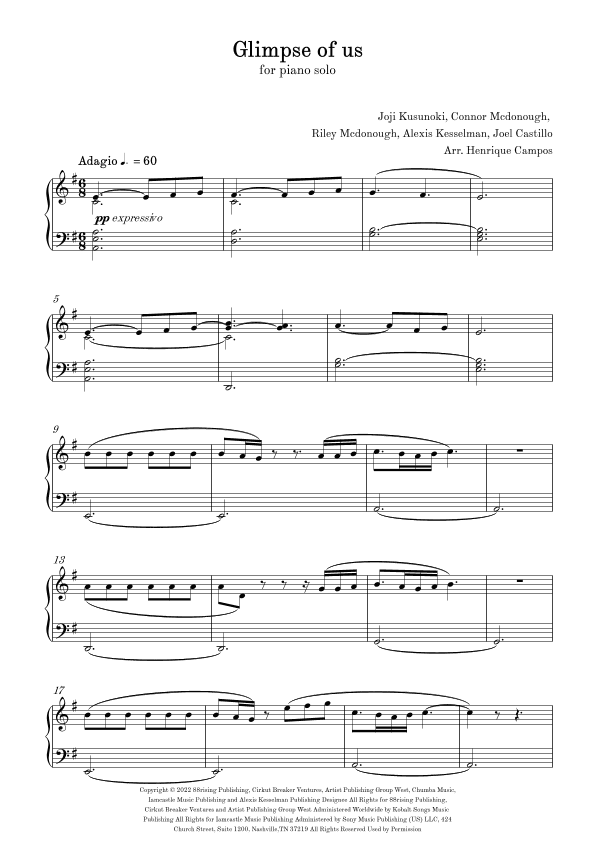 Glimpse Of Us (arr. Henrique Campos)