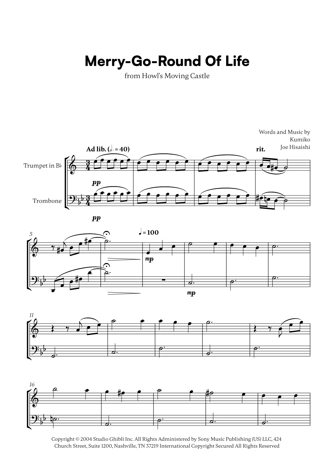 Merry-go-round Of Life (arr. Cadenza Editions)