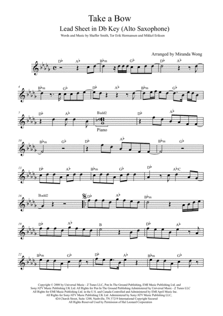 Take A Bow (arr. Miranda Wong)
