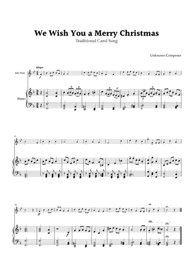 We Wish you a Merry Christmas for Alto Flute and Piano (arr. Rika K.)