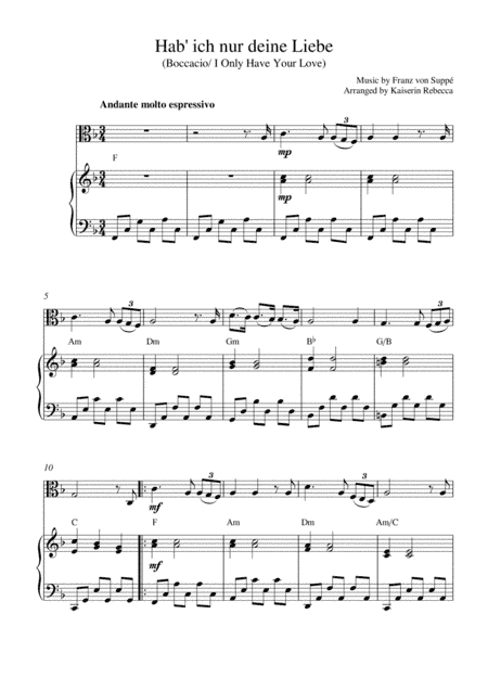 Hab' ich nur deine Liebe (Boccacio/ I Only Have Your Love) (arr. Kaiserin Rebecca)