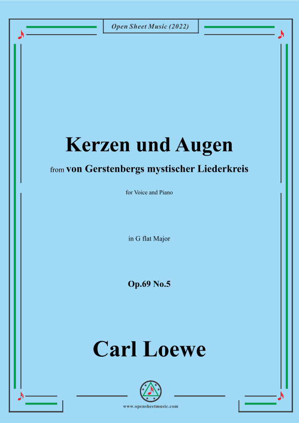 Loewe-Kerzen und Augen,Op.69 No.5,in G flat Major (arr. OSM Press)