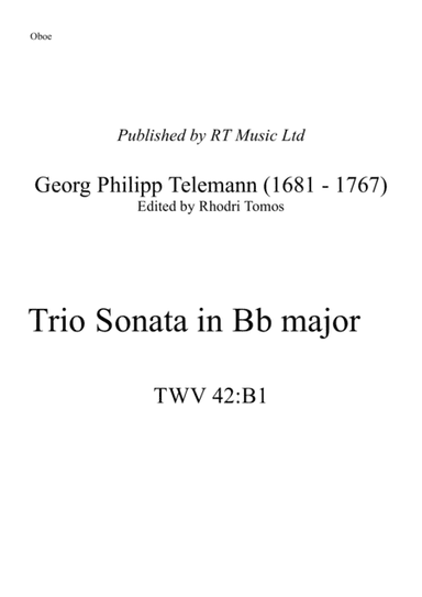 Telemann Trio Sonata in Bb major TWV42:B1. Trumpet (oboe) parts. (arr. Rhodri Tomos)