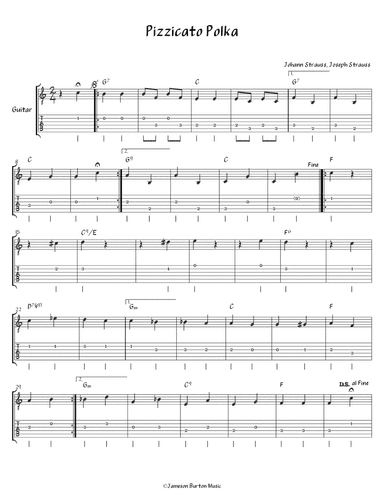 "Pizzicato Polka" - Guitar w/TAB (arr. Jameson Burton)