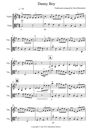 Danny Boy for Violin and Viola Duet (arr. David Burndrett)