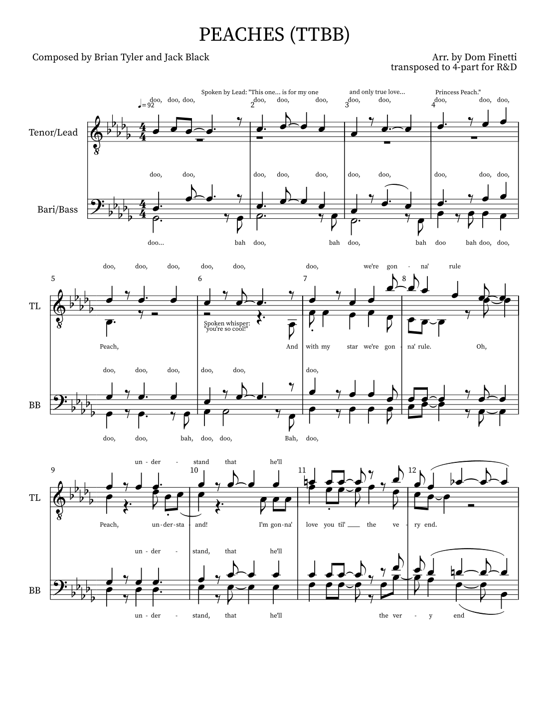 Peaches (arr. Dom Finetti)