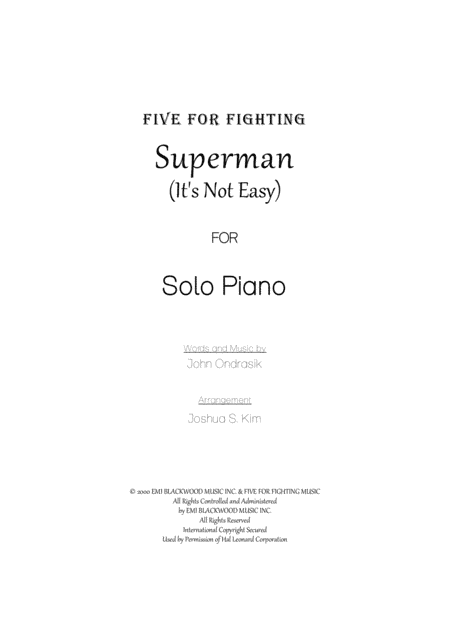 Superman (It's Not Easy) (arr. Joshua S. Kim)