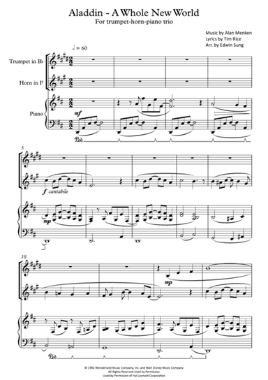 A Whole New World (from 'Aladdin') (arr. Edwin Sung)