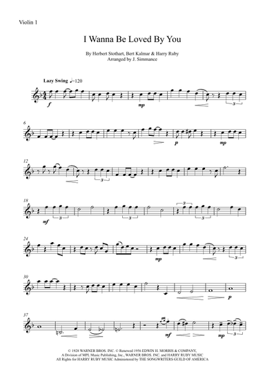 I Wanna Be Loved By You (arr. J. Simmance)