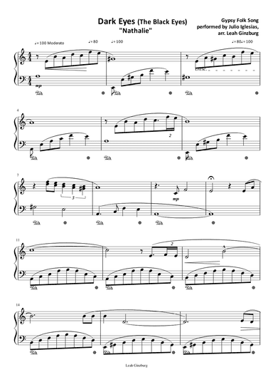 The Dark Eyes (Nathalie) (arr. Leah Ginzburg)