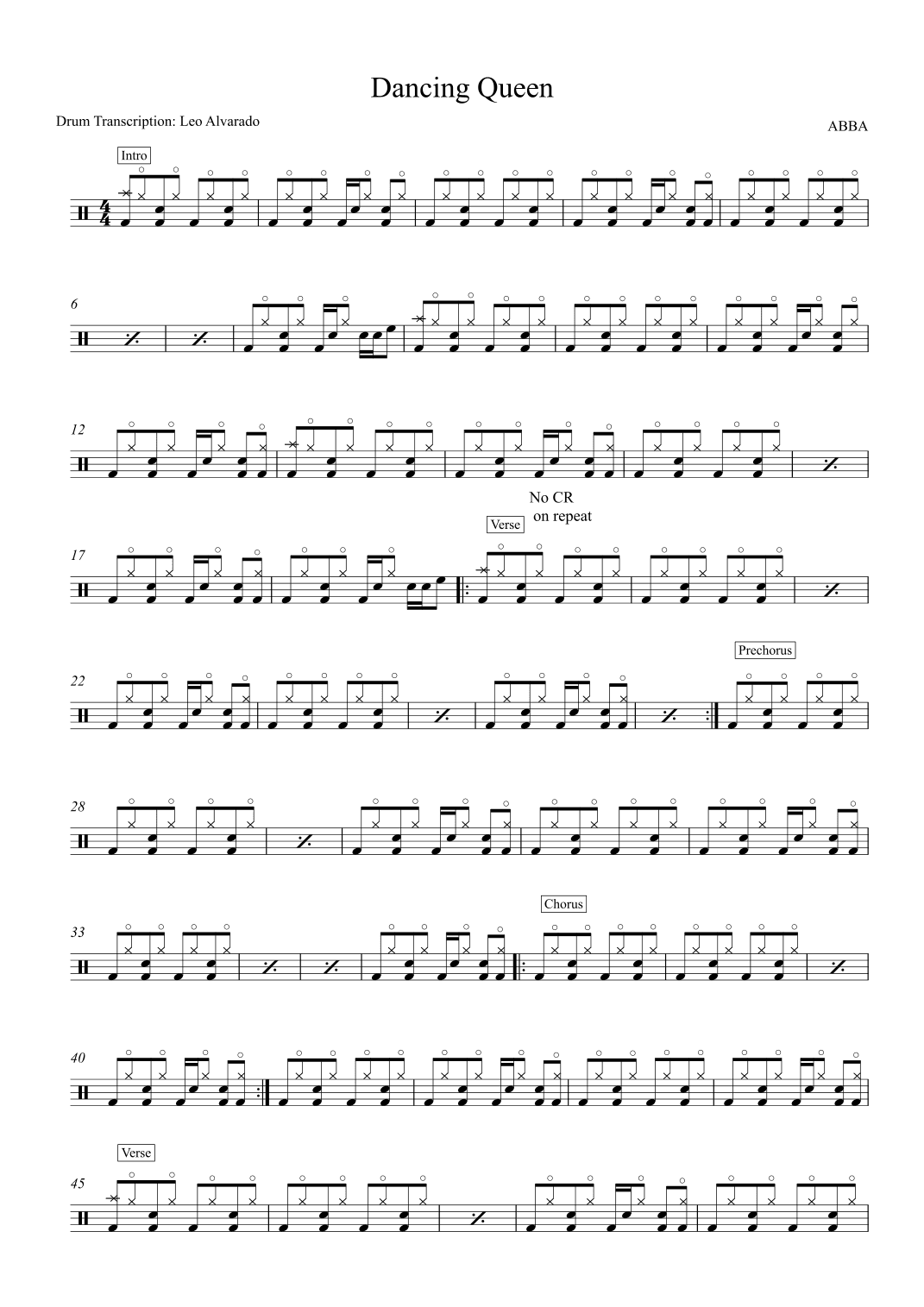 Dancing Queen (arr. Drum Transcription: Leo Alvarado)