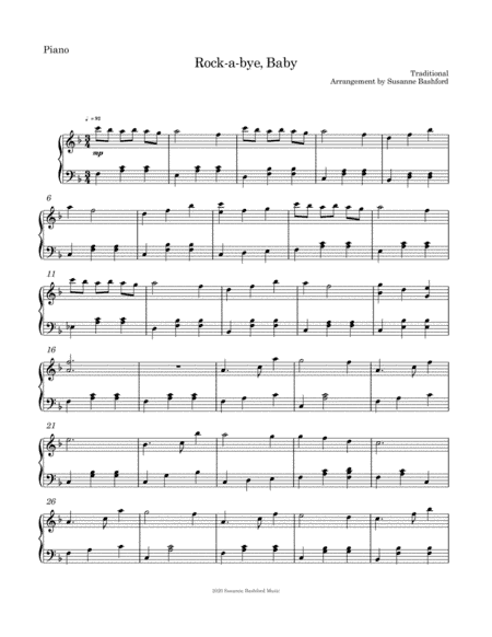 Rock-a-bye, Baby (arr. Arrangement by Susanne Bashford)