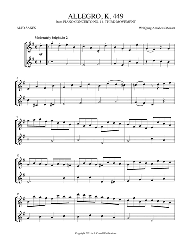 Allegro ma non troppo (from Piano Concerto No. 14, K. 449) (arr. Mark Phillips)
