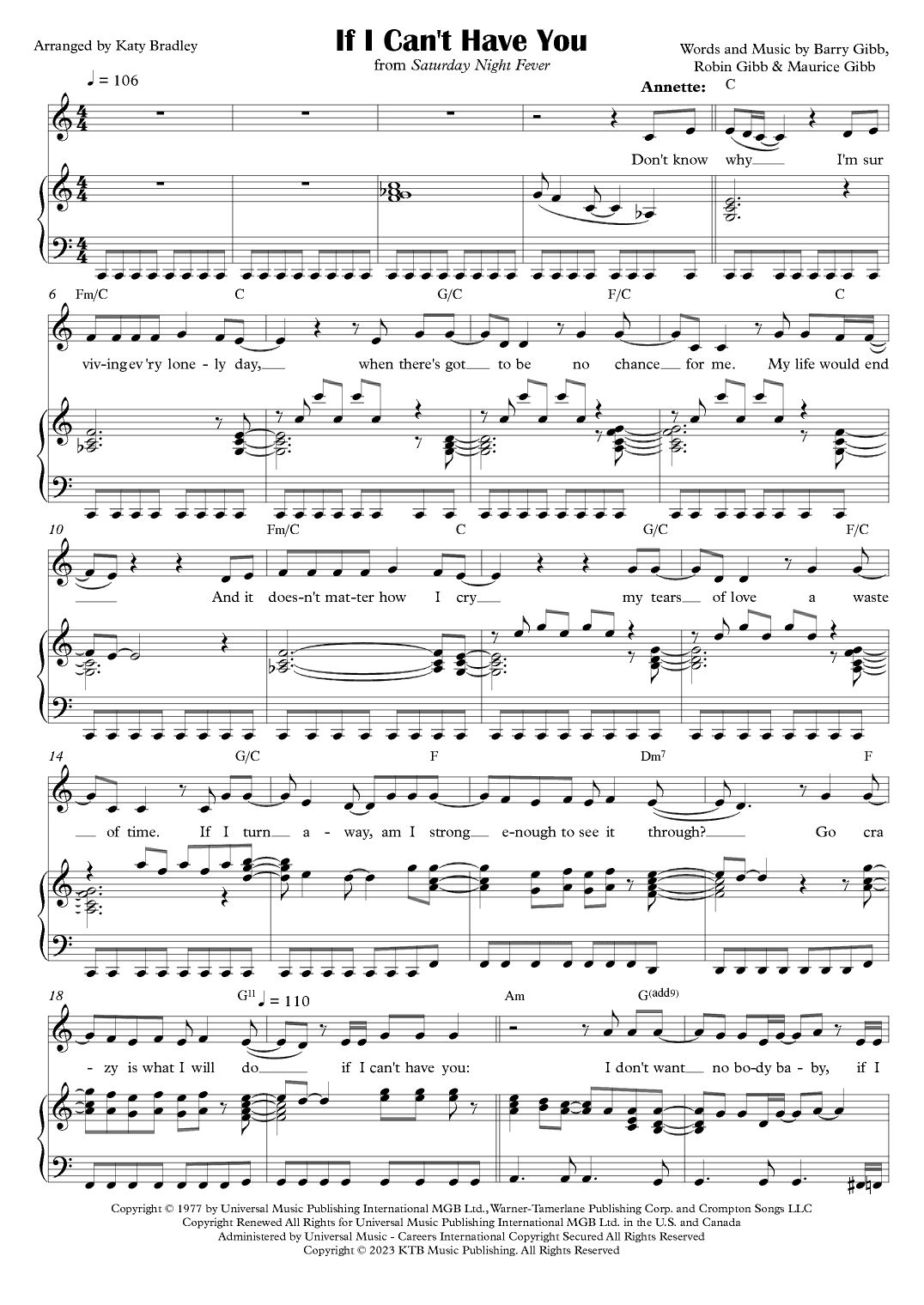 If I Can't Have You (arr. Katy Bradley)