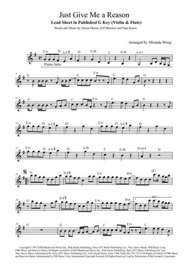 Just Give Me A Reason (arr. Miranda Wong)