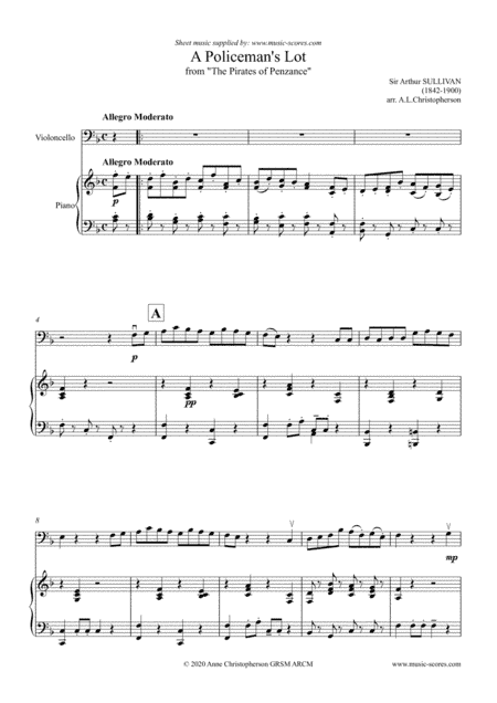 A Policemans Lot - Cello and Piano (arr. Anne Christopherson GRSM ARCM)