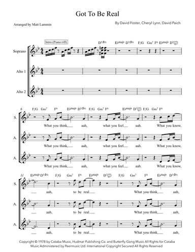 Got To Be Real (arr. Matt Lammin)
