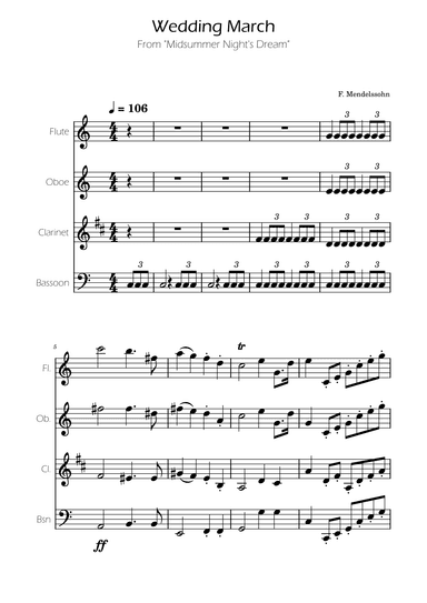 Wedding March - Woodwind quartet - F.Mendelssohn (arr. Ygor Nunes)