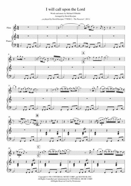 I Will Call Upon The Lord (arr. David Kocijan)