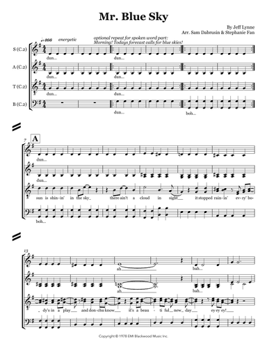 Mr. Blue Sky (arr. Sam Dabrusin and Stephanie Fan)
