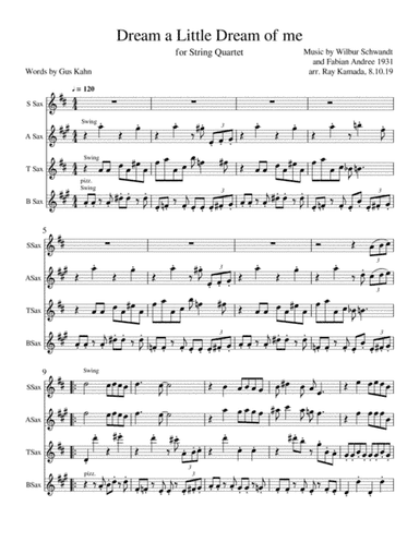 Dream A Little Dream Of Me (arr. Ray Kamada)