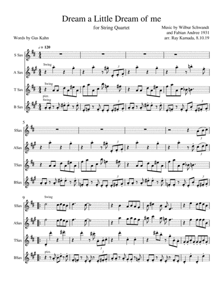 Dream A Little Dream Of Me (arr. Ray Kamada)