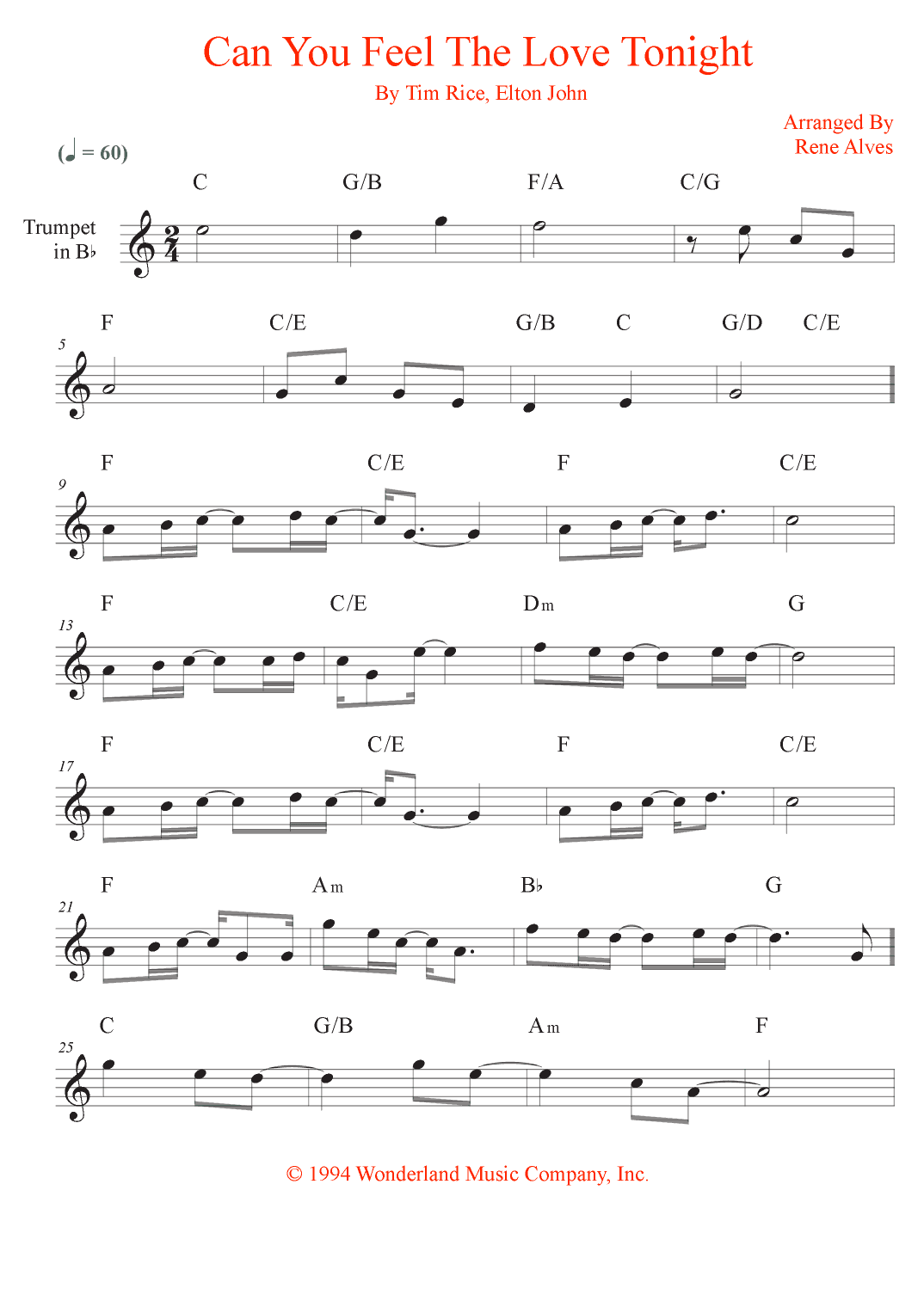 Can You Feel The Love Tonight (arr. Rene Alves)