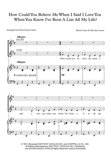 How Could You Believe Me When I Said I Love You When You Know I've Been A Liar All My Life? (arr. Derek STUART-CLARK)